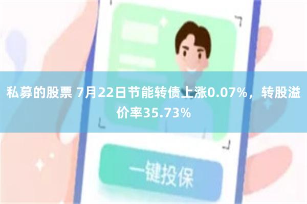 私募的股票 7月22日节能转债上涨0.07%，转股溢价率35.73%