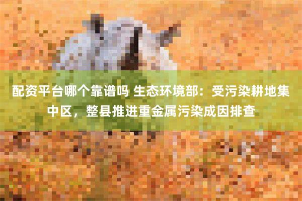 配资平台哪个靠谱吗 生态环境部：受污染耕地集中区，整县推进重金属污染成因排查